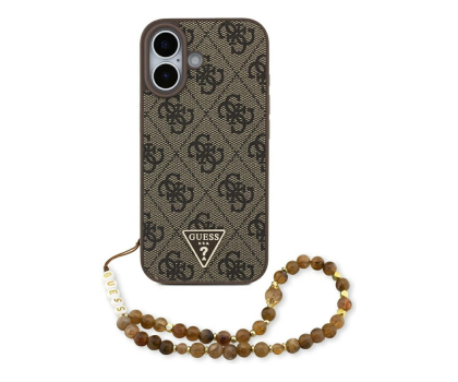 Etui do telefonów Guess 4G Strap Triangle Logo MagSafe do iPhone 17 brązowy